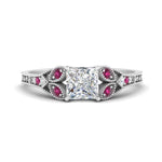 Load image into Gallery viewer, split-band-antique-princess-cut-pink-sapphire-engagement-ring-in-white-gold-FD9816PRRGSADRPI-NL-WG
