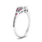 Load image into Gallery viewer, split-band-antique-princess-cut-pink-sapphire-engagement-ring-in-white-gold-FD9816PRRGSADRPI-NL-WG
