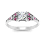 Load image into Gallery viewer, split-band-antique-princess-cut-pink-sapphire-engagement-ring-in-white-gold-FD9816PRRGSADRPI-NL-WG
