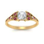 Load image into Gallery viewer, split-band-antique-princess-cut-pink-sapphire-engagement-ring-in-yellow-gold-FD9816PRRGSADRPI-NL-YG
