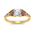 Thumbnail 62 - split-band-antique-princess-cut-pink-sapphire-engagement-ring-in-yellow-gold-FD9816PRRGSADRPI-NL-YG