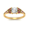 Load image into Gallery viewer, split-band-antique-princess-cut-pink-sapphire-engagement-ring-in-yellow-gold-FD9816PRRGSADRPI-NL-YG