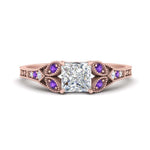 Load image into Gallery viewer, split-band-antique-princess-cut-purple-topaz-engagement-ring-in-rose-gold-FD9816PRRGVITO-NL-RG

