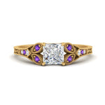 Load image into Gallery viewer, split-band-antique-princess-cut-purple-topaz-engagement-ring-in-yellow-gold-FD9816PRRGVITO-NL-YG
