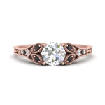Load image into Gallery viewer, split-band-antique-round-cut-black-diamond-engagement-ring-in-rose-gold-FD9816RORGBLACK-NL-RG
