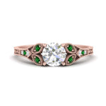 Load image into Gallery viewer, split-band-antique-round-cut-emerald-engagement-ring-in-rose-gold-FD9816RORGEMGR-NL-RG
