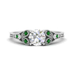 Load image into Gallery viewer, split-band-antique-round-cut-emerald-engagement-ring-in-white-gold-FD9816RORGEMGR-NL-WG

