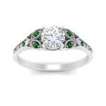 Load image into Gallery viewer, split-band-antique-round-cut-emerald-engagement-ring-in-white-gold-FD9816RORGEMGR-NL-WG
