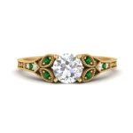 Load image into Gallery viewer, split-band-antique-round-cut-emerald-engagement-ring-in-yellow-gold-FD9816RORGEMGR-NL-YG
