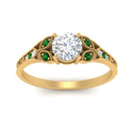 Load image into Gallery viewer, split-band-antique-round-cut-emerald-engagement-ring-in-yellow-gold-FD9816RORGEMGR-NL-YG