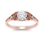 Load image into Gallery viewer, split-band-antique-round-cut-orange-sapphire-engagement-ring-in-rose-gold-FD9816RORGSAOR-NL-RG