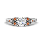 Load image into Gallery viewer, split-band-antique-round-cut-orange-sapphire-engagement-ring-in-white-gold-FD9816RORGSAOR-NL-WG
