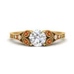 Load image into Gallery viewer, split-band-antique-round-cut-orange-sapphire-engagement-ring-in-yellow-gold-FD9816RORGSAOR-NL-YG
