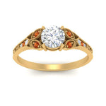 Load image into Gallery viewer, split-band-antique-round-cut-orange-sapphire-engagement-ring-in-yellow-gold-FD9816RORGSAOR-NL-YG