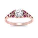 Load image into Gallery viewer, split-band-antique-round-cut-pink-sapphire-engagement-ring-in-rose-gold-FD9816RORGSADRPI-NL-RG
