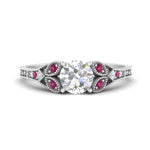 Load image into Gallery viewer, split-band-antique-round-cut-pink-sapphire-engagement-ring-in-white-gold-FD9816RORGSADRPI-NL-WG