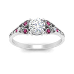 Load image into Gallery viewer, split-band-antique-round-cut-pink-sapphire-engagement-ring-in-white-gold-FD9816RORGSADRPI-NL-WG
