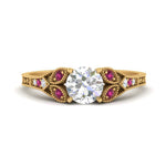 Load image into Gallery viewer, split-band-antique-round-cut-pink-sapphire-engagement-ring-in-yellow-gold-FD9816RORGSADRPI-NL-YG