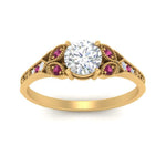 Load image into Gallery viewer, split-band-antique-round-cut-pink-sapphire-engagement-ring-in-yellow-gold-FD9816RORGSADRPI-NL-YG