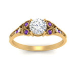 Load image into Gallery viewer, split-band-antique-round-cut-purple-topaz-engagement-ring-in-yellow-gold-FD9816RORGVITO-NL-YG