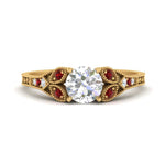 Load image into Gallery viewer, split-band-antique-round-cut-ruby-engagement-ring-in-yellow-gold-FD9816RORGRUDR-NL-YG
