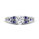 Load image into Gallery viewer, split-band-antique-round-cut-sapphire-engagement-ring-in-white-gold-FD9816RORGSABL-NL-WG
