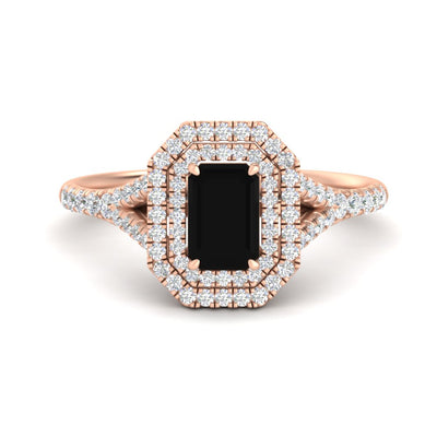 Split Shank Emerald Cut Gemstone Engagement Ring