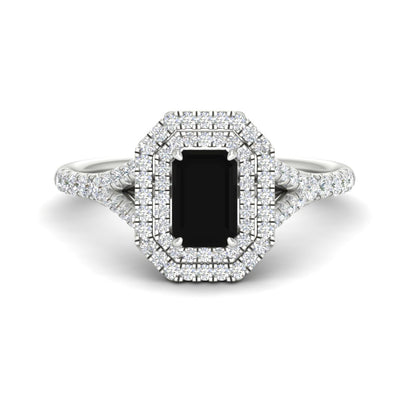 Split Shank Emerald Cut Gemstone Engagement Ring