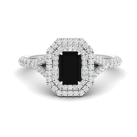 Split Shank Emerald Cut Gemstone Engagement Ring