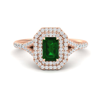 Split Shank Emerald Cut Gemstone Engagement Ring