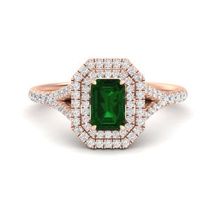 Split Shank Emerald Cut Gemstone Engagement Ring