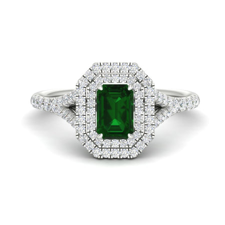 Split Shank Emerald Cut Gemstone Engagement Ring