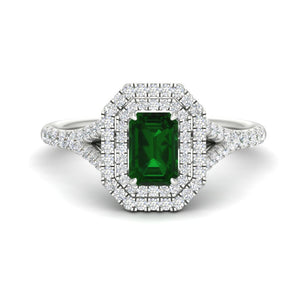 Split Shank Emerald Cut Gemstone Engagement Ring