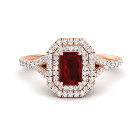 Split Shank Emerald Cut Gemstone Engagement Ring