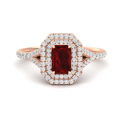 Split Shank Emerald Cut Gemstone Engagement Ring