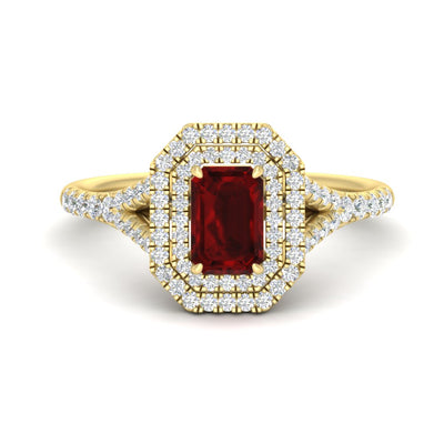 Split Shank Emerald Cut Gemstone Engagement Ring