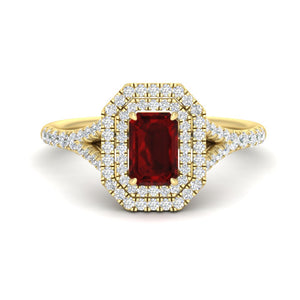 Split Shank Emerald Cut Gemstone Engagement Ring