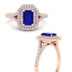 Load image into Gallery viewer, split-shank-sapphire-emerald-cut-diamond-halo-engagement-ring-in-rose-gold-FD9608EMRGSABL-NL-RG.jpg
