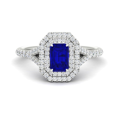 Split Shank Emerald Cut Gemstone Engagement Ring