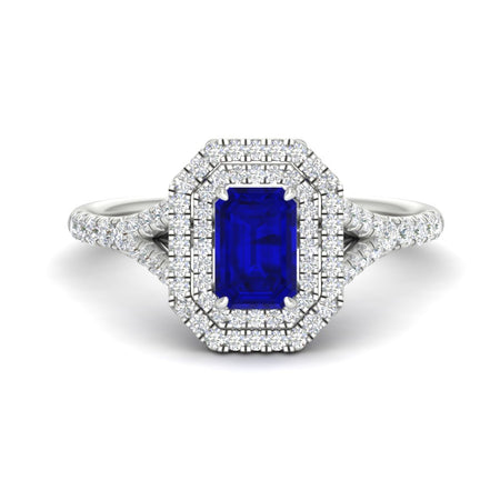 Split Shank Emerald Cut Gemstone Engagement Ring