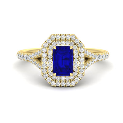 Split Shank Emerald Cut Gemstone Engagement Ring