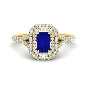 Split Shank Emerald Cut Gemstone Engagement Ring