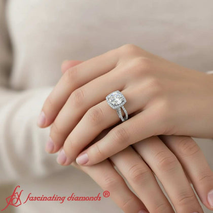 Lab Grown Round Diamond Split Shank Engagement Ring