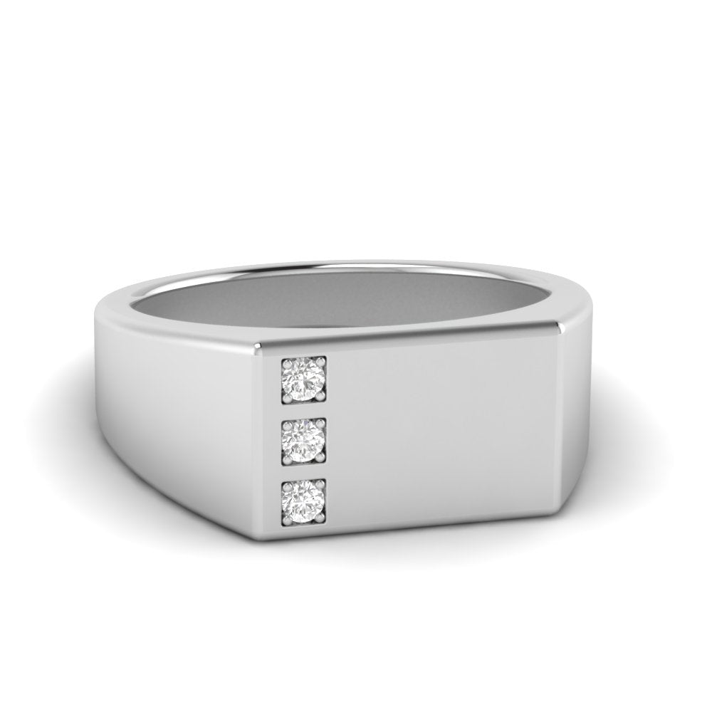 Three Stone Mens Engagement Ring