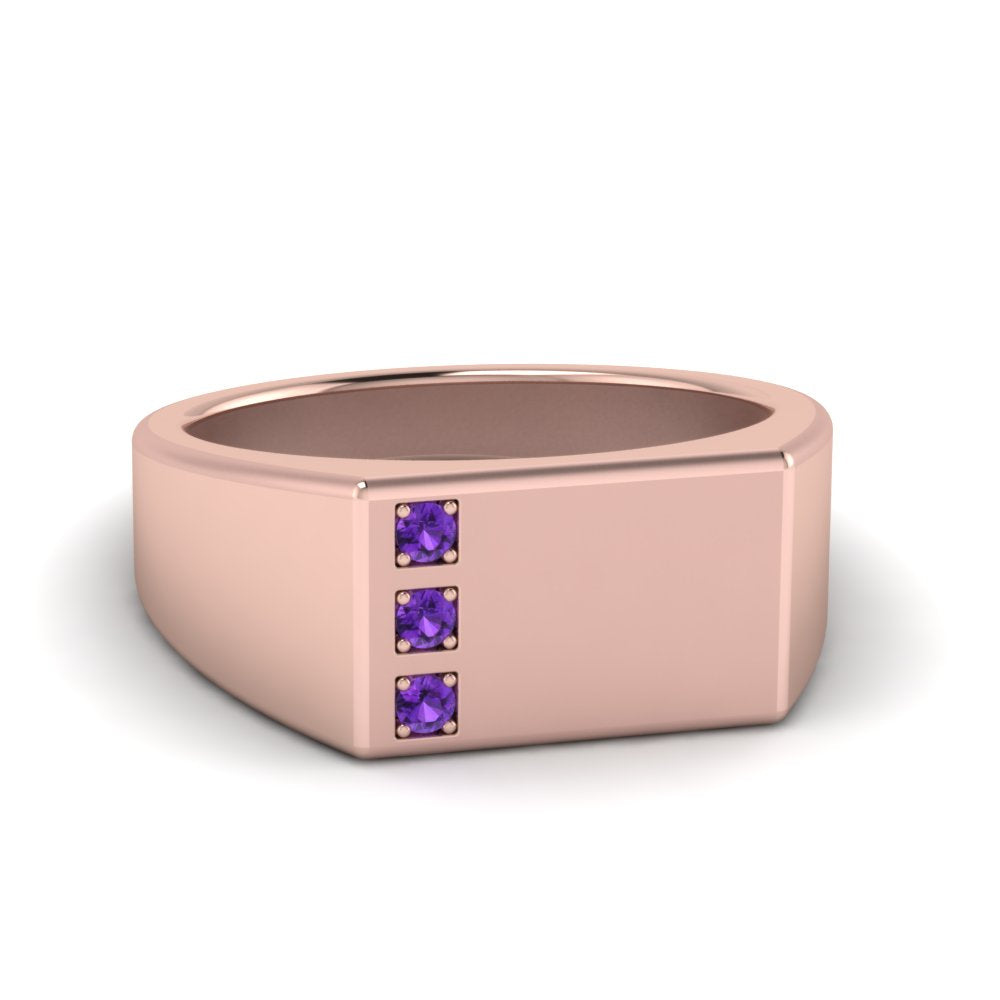 Three Stone Mens Engagement Ring