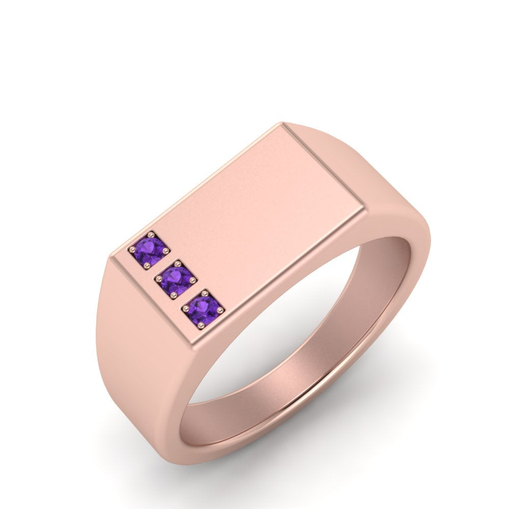 Three Stone Mens Engagement Ring