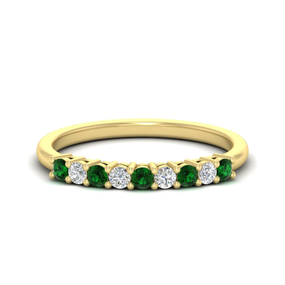 stackable-elegance-round-emerald-0.25-carat-diamond-band-in-yellow-gold-FD8008GEMGR-0.25CT-NL-YG