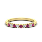 Load image into Gallery viewer, stackable-elegance-round-pink-sapphire-0.25-carat-diamond-band-in-yellow-gold-FD8008GSADRPI-0.25CT-NL-YG
