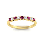 Load image into Gallery viewer, stackable-elegance-round-pink-sapphire-0.25-carat-diamond-band-in-yellow-gold-FD8008GSADRPIANGLE5-0.25CT-NL-YG
