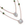 Load image into Gallery viewer, stackable-halo-station-diamond-necklace-with-emerald-in-FDNK11062GEMGRANGLE1-NL-RG